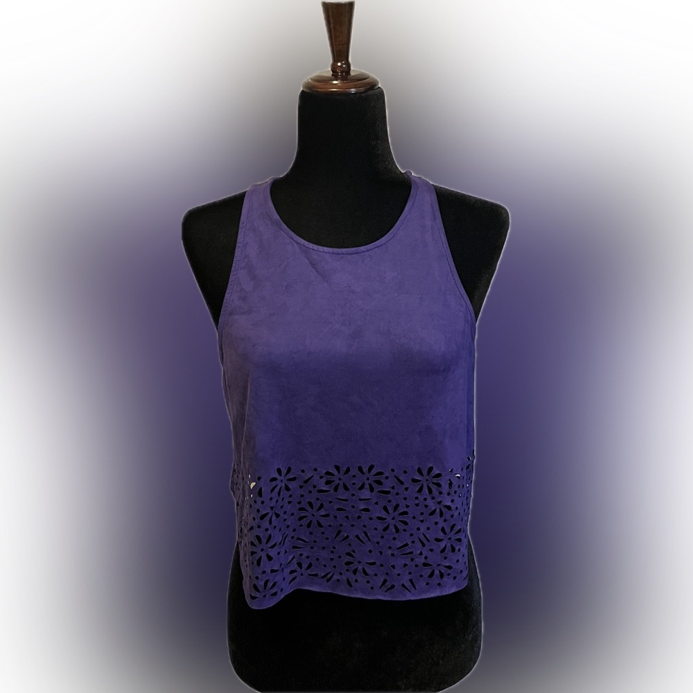 MINKPINK  Purple Faux Suede Boho Crop Tank Top size S